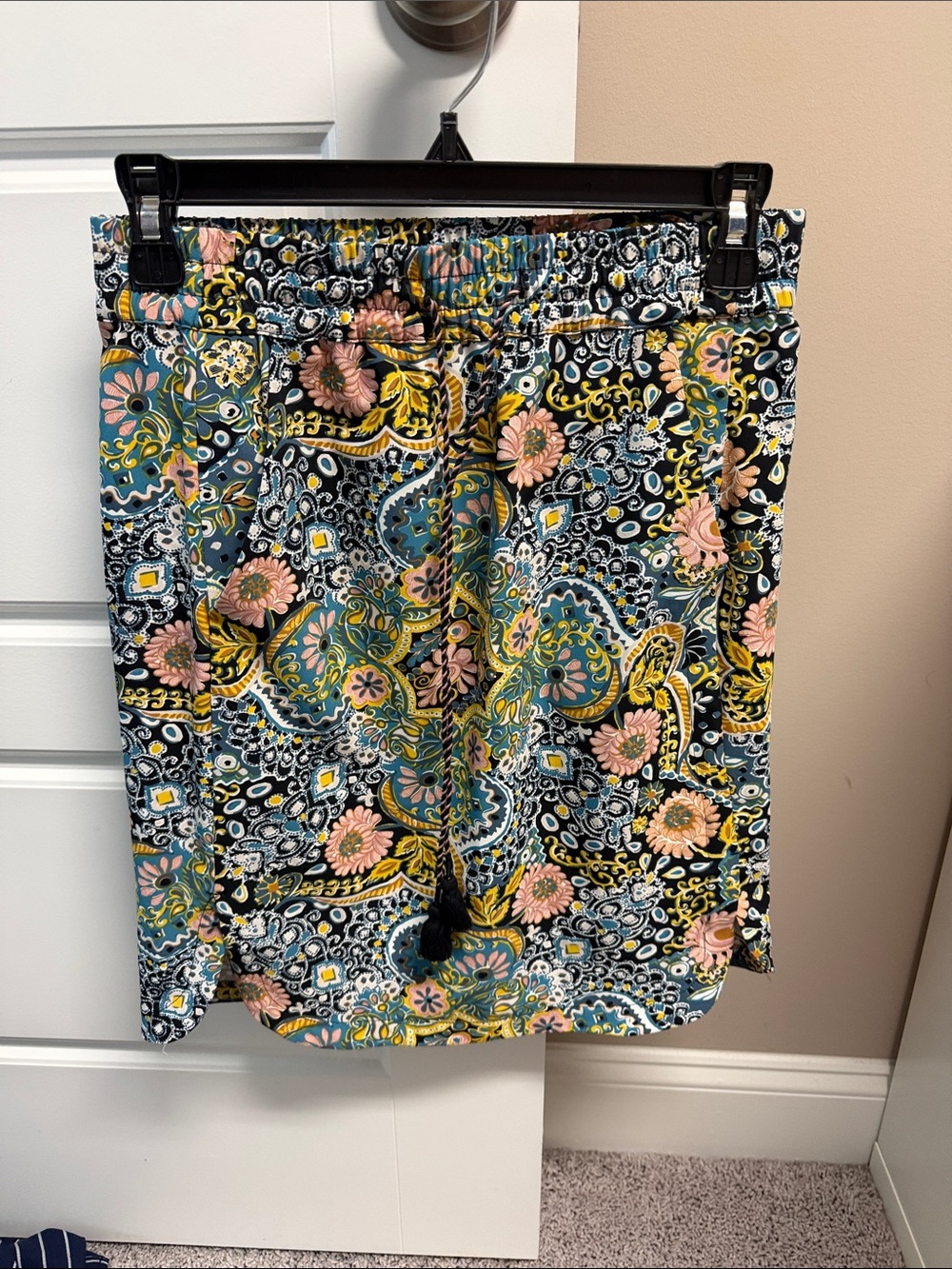 LOFT Floral Paisley Mini Skirt in Black, Pink, Teal, Yellow